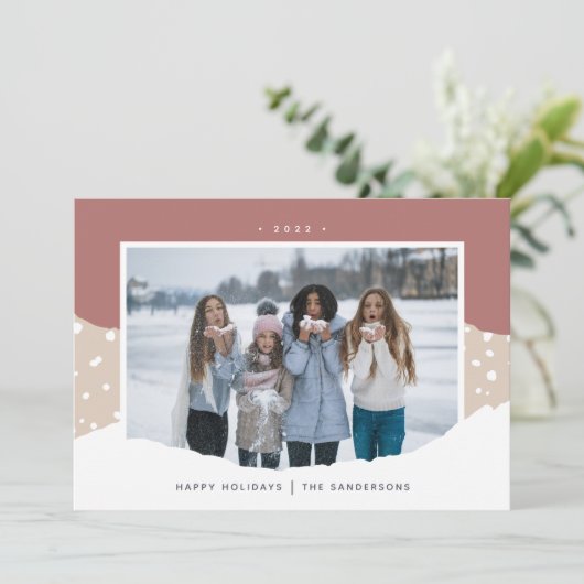 Snowdrift | Horizontaal kleurenblok Feestdagenkaart (Staand voorkant)