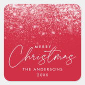 Snowdrift Red Kerstmis Vierkante Sticker (Voorkant)