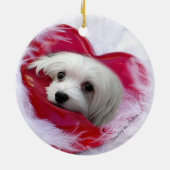 Snowdrop de Maltese kerstversiering Keramisch Ornament (Achterkant)