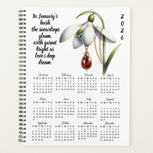 Snowdrop & Garnet January Verse – 2026 Planner (Devant)