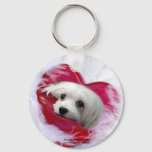 Snowdrop het Maltese Sleutelhanger