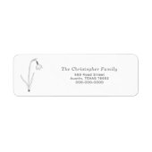 Snowdrop Line Art Bloem Retouradres Label (Voorkant)