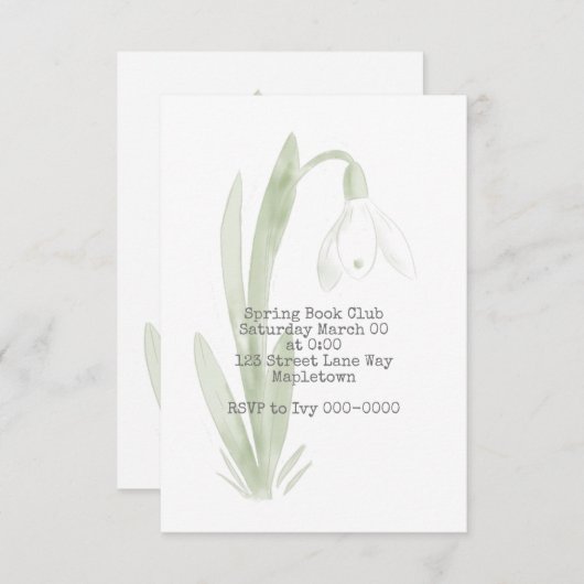 Snowdrop Uitnodiging (Voorkant / Achterkant)