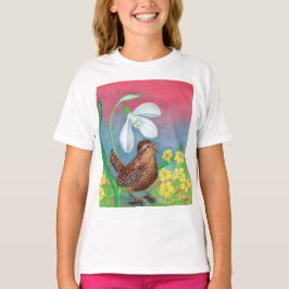 Snowdrop & wren bird roept de lente Meisjes' op T-shirt