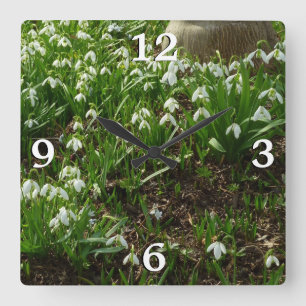 Snowdrops II (Galanthus) Spring Floral Vierkante Klok