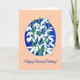 Snowdruppels op Blauw voor een Februari Dag Kaart
