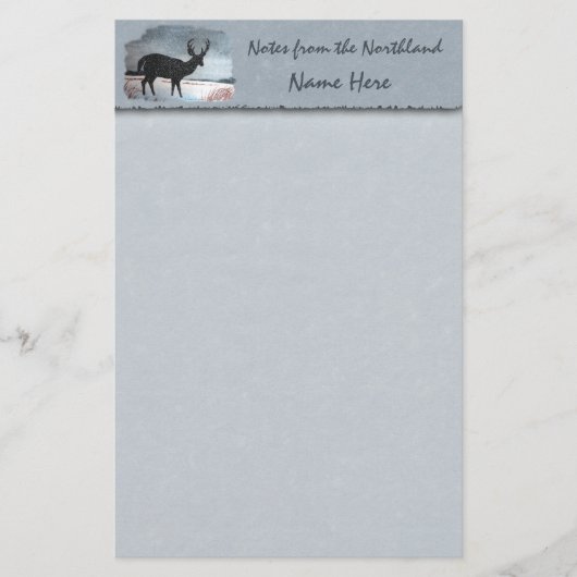 Snowdusted Deer Faux Parchment Briefpapier (Voorkant)