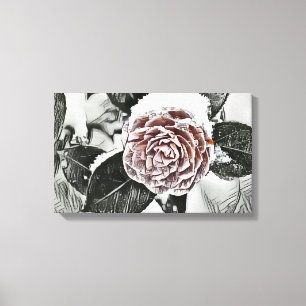Snowed Froid Rose Dessin toile étirée Imprimer