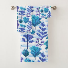 Snowed Trees Winter Pattern Bad Handdoek