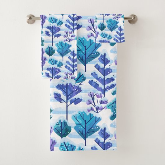 Snowed Trees Winter Pattern Bad Handdoek (Insitu)