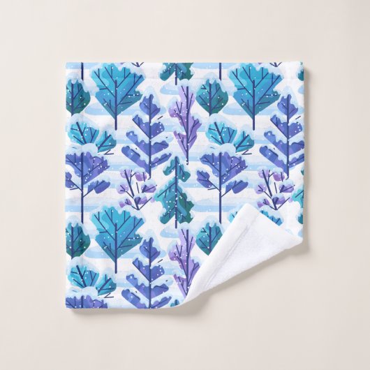 Snowed Trees Winter Pattern Bad Handdoek (Wasdoekje)