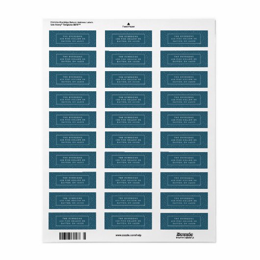 Snowfall Return Address Labels | Blauwgroen (Full Sheet)