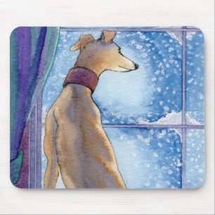 Snowfall - Sneeuw door het venster MOUSEMAT Muismat