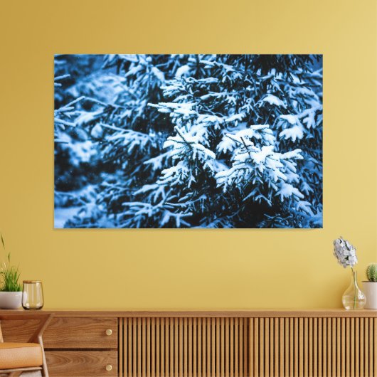 Snowfall Winter Kerstboom Canvas Afdruk (Insitu (Woonkamer))