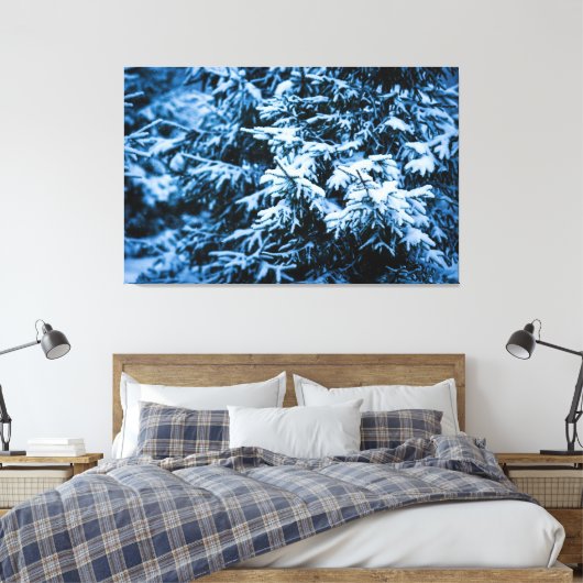 Snowfall Winter Kerstboom Canvas Afdruk (Insitu (Slaapkamer))