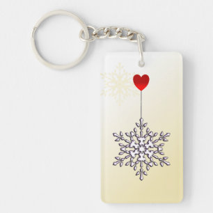 Snowflak en ontwerp van de liefdesvakantie sleutelhanger