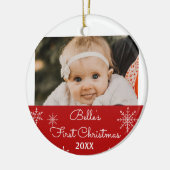 Snowflake 1e kerstfoto-versiering keramisch ornament (Links)