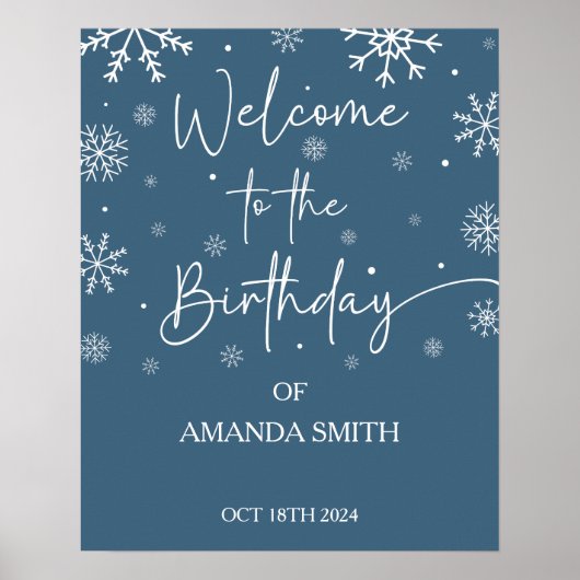 Snowflake 1er Anniversaire Poster d'accueil hivern (Devant)