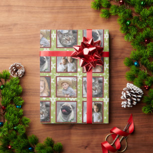 Snowflake 5 Aangepaste serie Foto Collage Green Ea Cadeaupapier