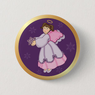 Snowflake Angel Ronde Button 5,7 Cm