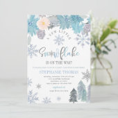 Snowflake Baby shower Invitation Floral Boy Kaart (Staand voorkant)