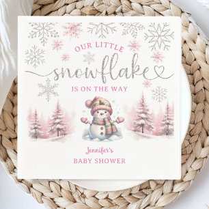Snowflake Baby shower Roze Meisje Papier Servet