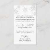 Snowflake baby shower tussenvoegsel over lange afs informatiekaartje (Voorkant)