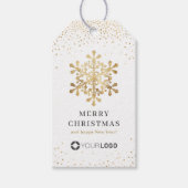 Snowflake bedrijf logo faux gouden kerst cadeaulabel (Voorkant)