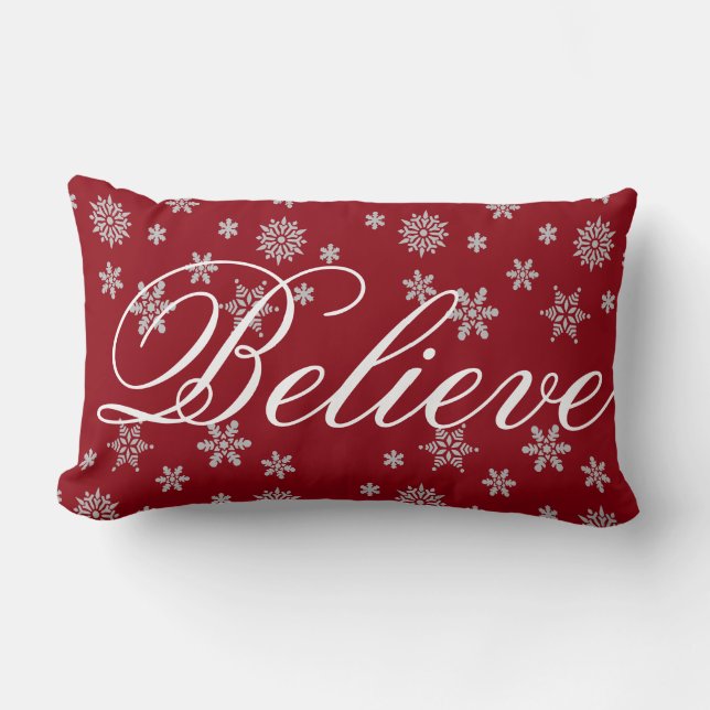 Snowflake Believe Holiday Kussen (Voorkant)