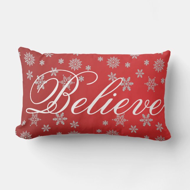 Snowflake Believe Holiday Kussen (Voorkant)