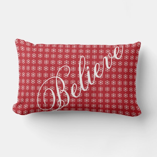 Snowflake Believe Holiday Kussen (Voorkant)