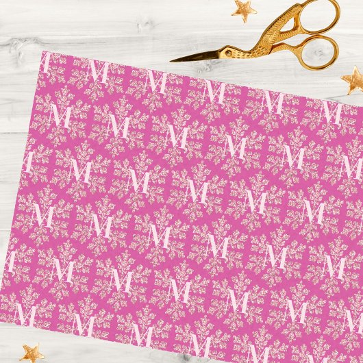 Snowflake Berry Bling Rustic Pattern Monogram Tissuepapier