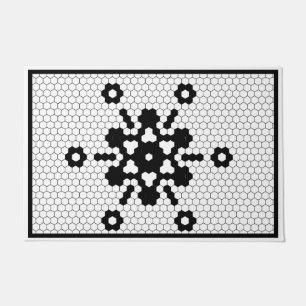 Snowflake Black and White Tegel Deurmat
