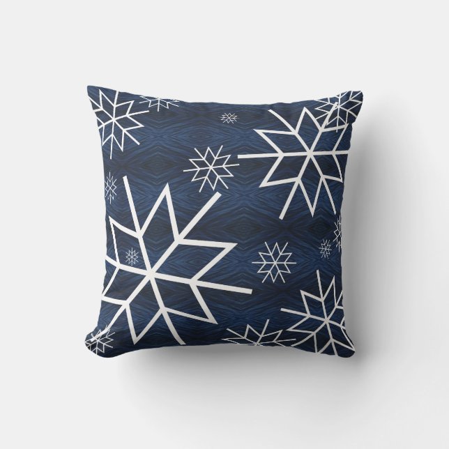 Snowflake Blauw &witte kerst decoratief Kussen (Voorkant)