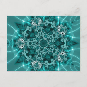 Snowflake Blauwe en witte fractale kunst Briefkaart