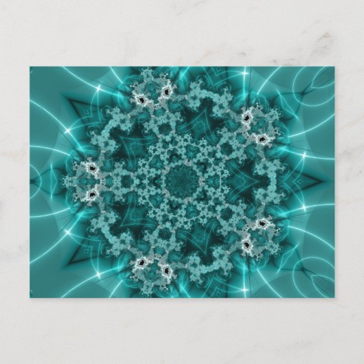 Snowflake | Blauwe en witte fractale kunst Briefkaart (Voorkant)