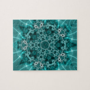 Snowflake Blauwe en witte fractale kunst Legpuzzel