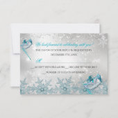 Snowflake bleu argenté Masquerade Noël RSVP (Devant)
