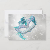 Snowflake bleu argenté Masquerade Noël RSVP (Dos)