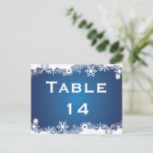 Snowflake bleu blanc blanc numéro de table de mari (Debout devant)