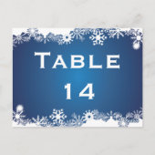 Snowflake bleu blanc blanc numéro de table de mari (Dos)