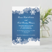 Snowflake bleu blanc hiver invitation de mariage (Debout devant)