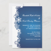 Snowflake bleu blanc hiver invitation de mariage (Devant)