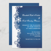 Snowflake bleu blanc hiver invitation de mariage (Devant / Derrière)