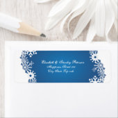Snowflake bleu blanc mariage d'hiver étiquette (En situation)