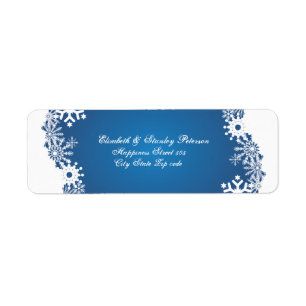 Snowflake bleu blanc mariage d'hiver étiquette