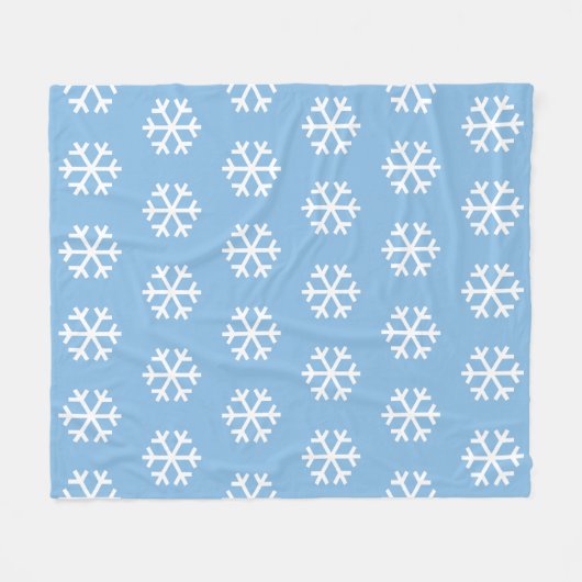 Snowflake Blue Fleece Blanket (Voorkant (Horizontaal))