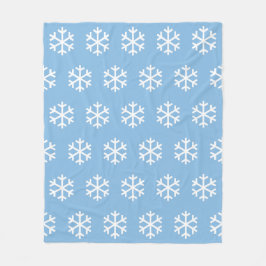 Snowflake Blue Fleece Blanket Deken