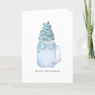 Snowflake Blue Jar Milkshake Dairy Kerstmis Feestdagen Kaart
