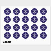 Snowflake Blue Merry Christmas & Happy New Year  Ronde Sticker (Vel)